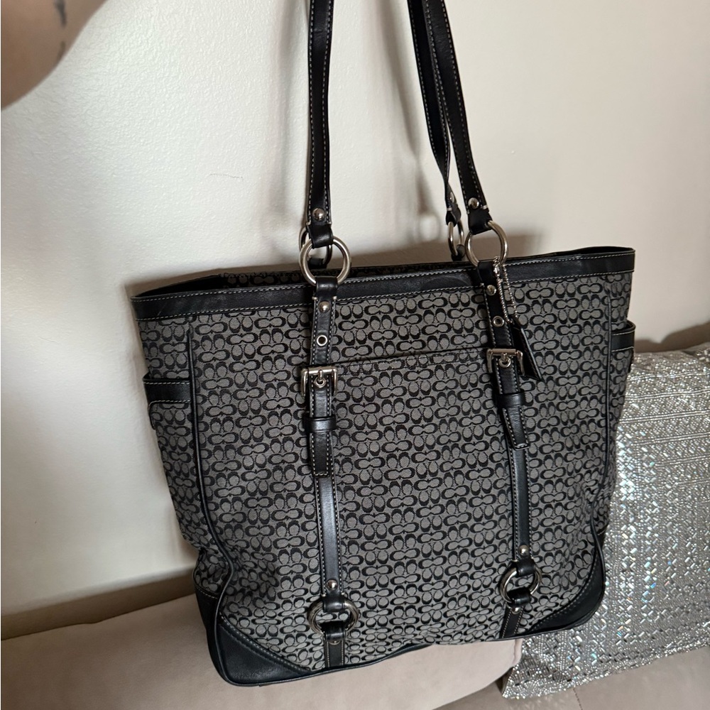 Coach Black and Gray Signature Tote